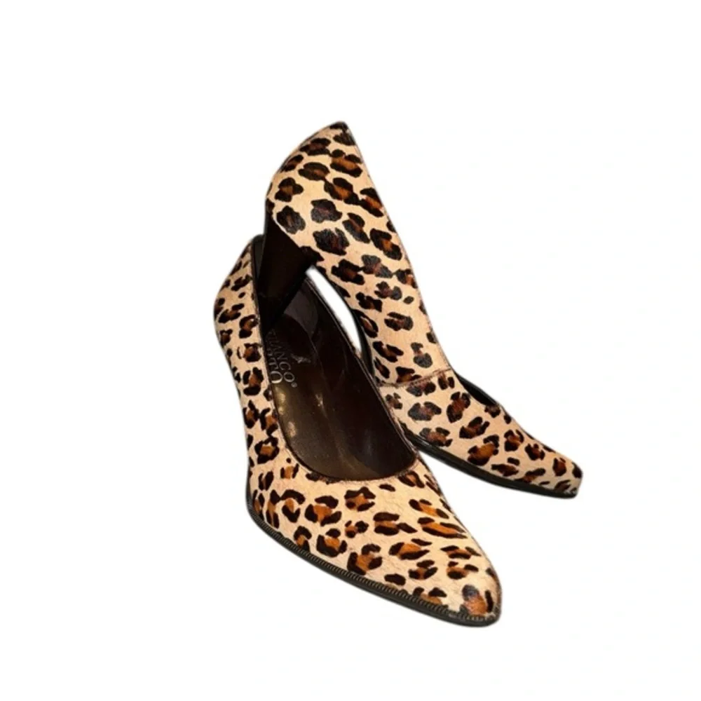 Franco Sarto | Women's Tan Brown Leopard Print Leather Calf Hair Heels Sz 7.5‎ m